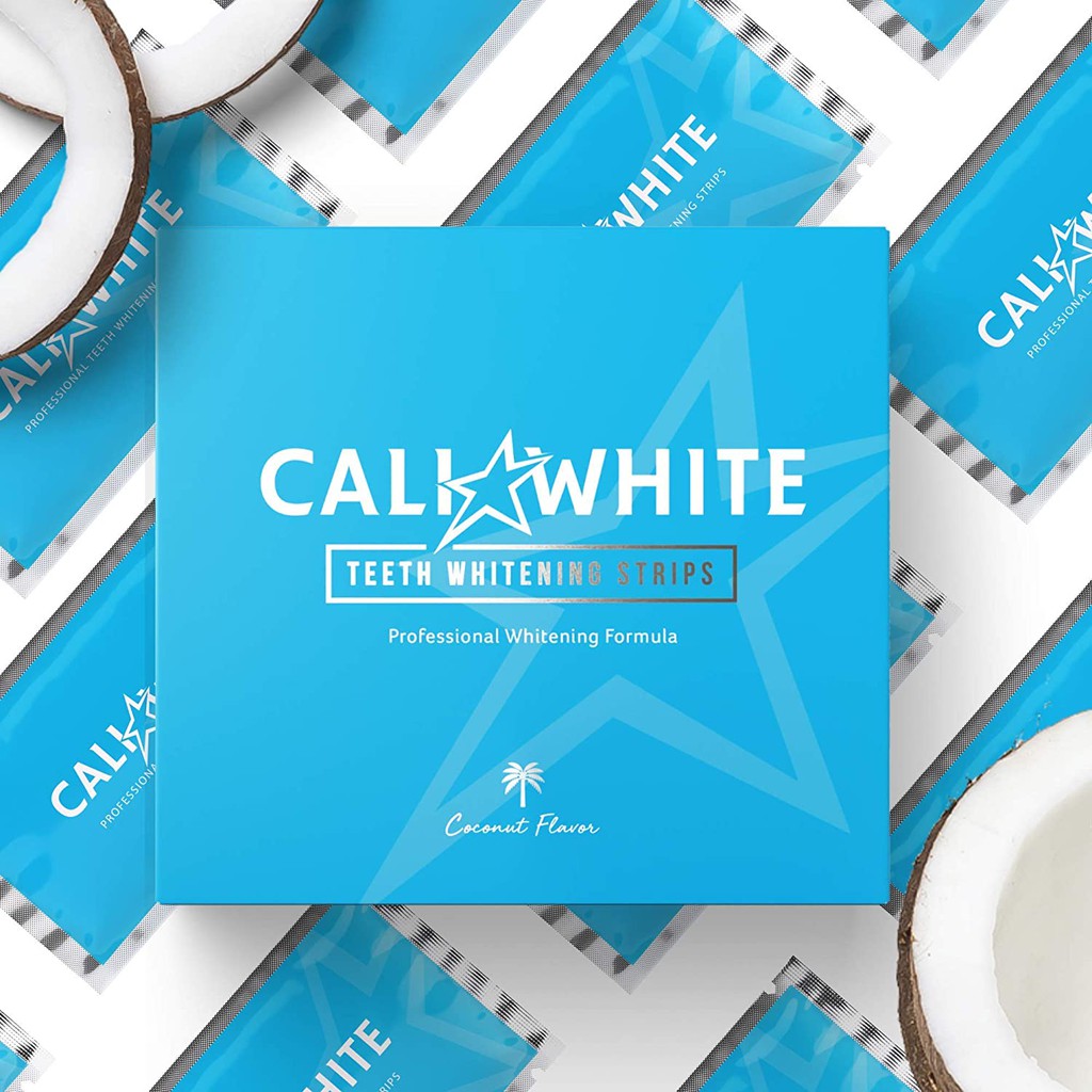 Caliwhite USA. Miếng Dán Trắng Răng Sau 7 Ngày- Coconut Oil Flavored Whitening Strips - 6% Hydrogen Peroxide Teeth White