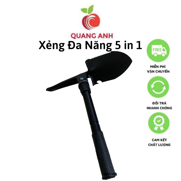 [FreeShip] Xẻng Quân Dụng 5 trong 1 mini Làm Vườn, Du Lịch, Phượt Đa Năng Gấp Gọn