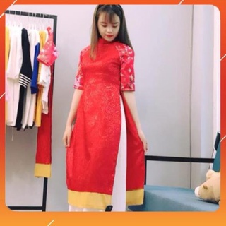 Set Áo Dài Gấm Cách Tân + Chân Váy V