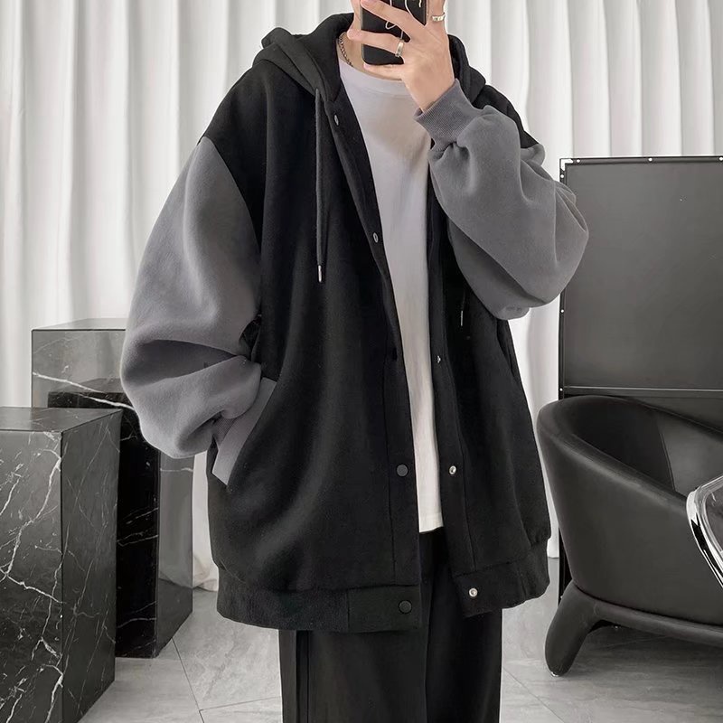 Nối nhung thời trang áo hoodie nam nữ thời trang hàn quốc áo hoodie form rộng simple áo khoác hoodie nữ