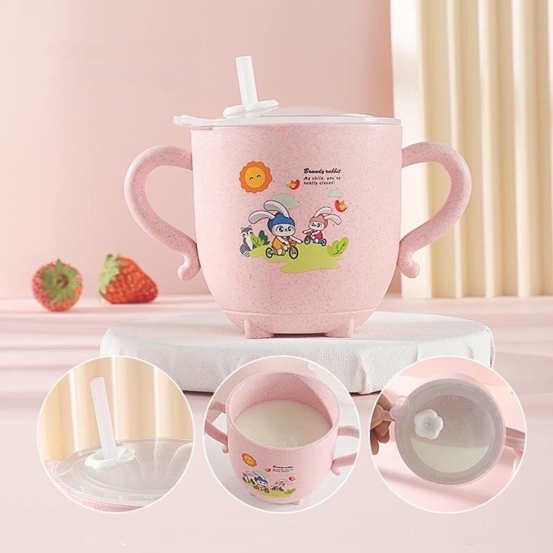 Cốc hút tập uống lúa mạch có tay cầm cho bé