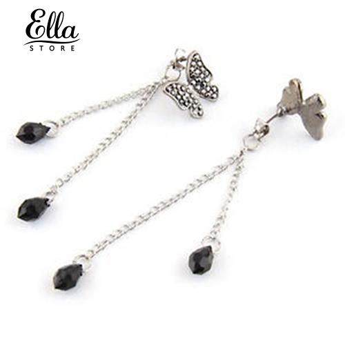 Đôi Bông Tai Dáng Dài Phối Hình Bướm Đính Đá Thời Trang Cho Nữ