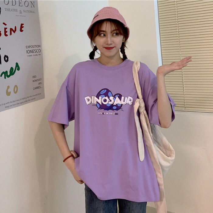 Áo phông unisex form rộng thun tay lỡ oversize nam nữ ulzzang KOMBOH DINOSAUR A23