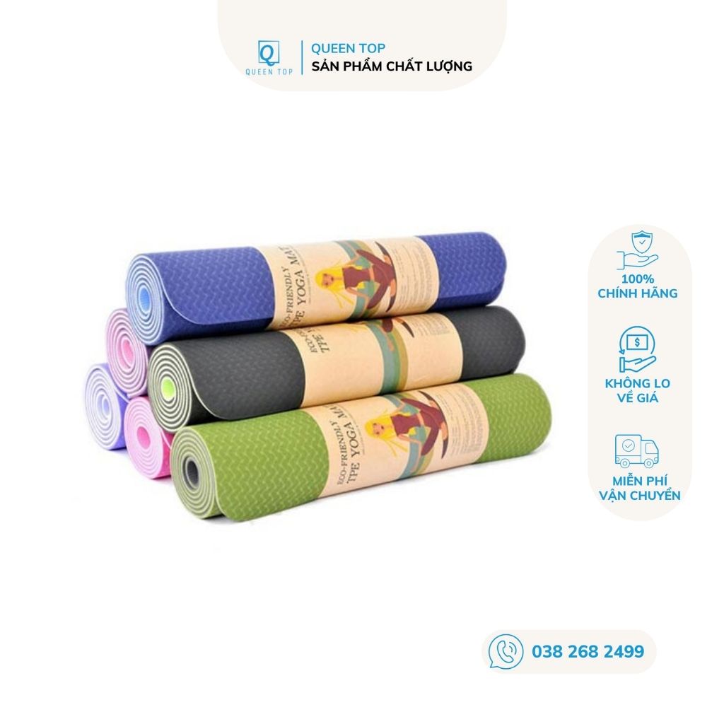 Thảm tập YOGA, thảm tập GYM 6mm chống trượt tập thể dục TPE, 2 lớp không mùi  - 𝐐𝐮𝐞𝐞𝐧 𝐓𝐨𝐩