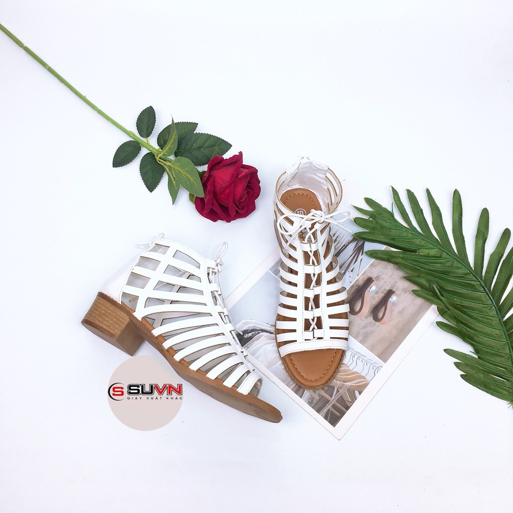 Sandal Chiến Binh Nữ Cao gót 3cm,3p Đan Dây Khóa Sau Cao Cấp Đẹp Cá tính Chuẩn VNXK - SUVN 9901
