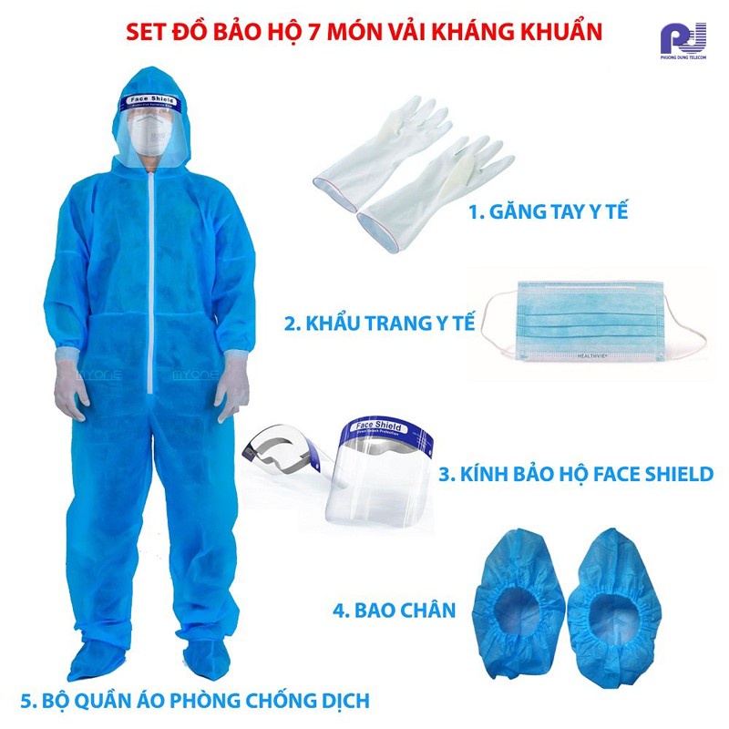 Bộ Đồ Bảo Hộ Phòng Chống Dịch 4 món và 7 món kính toàn mặt