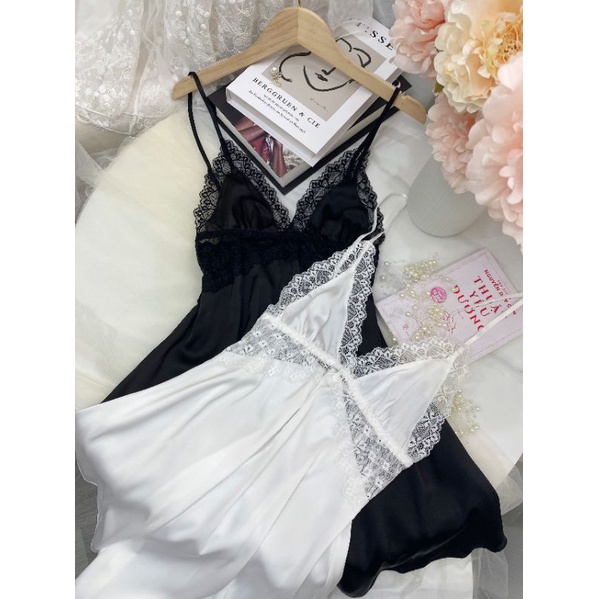 Váy ngủ lụa sexy lưng ngang siêu xinh - Hàng QCCC - SP101