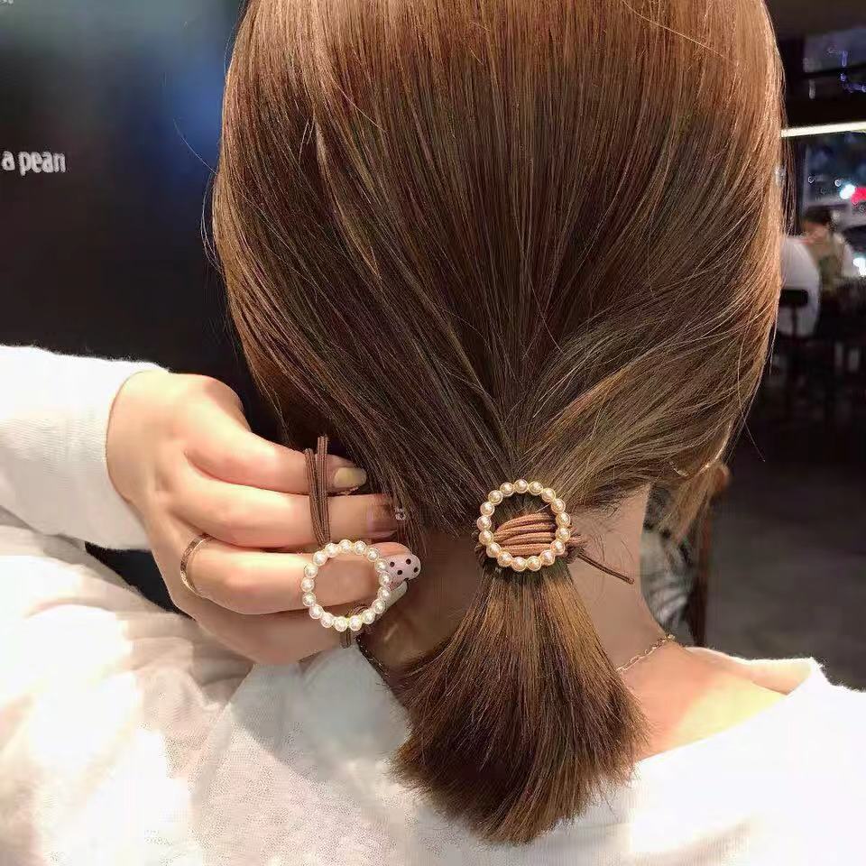 Dây cột tóc đính ngọc trai nhân tạo phong cách Hàn Quốc cho nữ