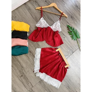 Đồ ngủ sexy,bộ mặc nhà nữ, đồ ngủ lụa chất lụa satin mát mềm mịn
