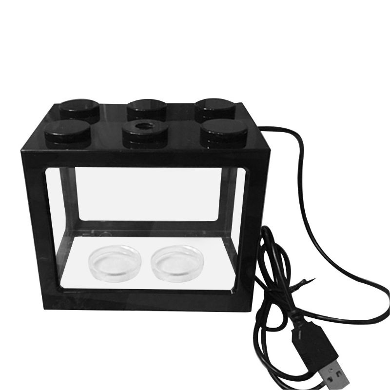 Bể Cá Mini Để Bàn Có Đèn Led Sạc Usb