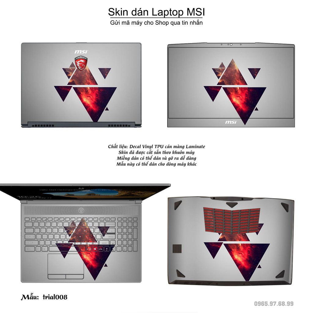 Skin dán Laptop MSI in hình Đa giác _nhiều mẫu 2 (inbox mã máy cho Shop)