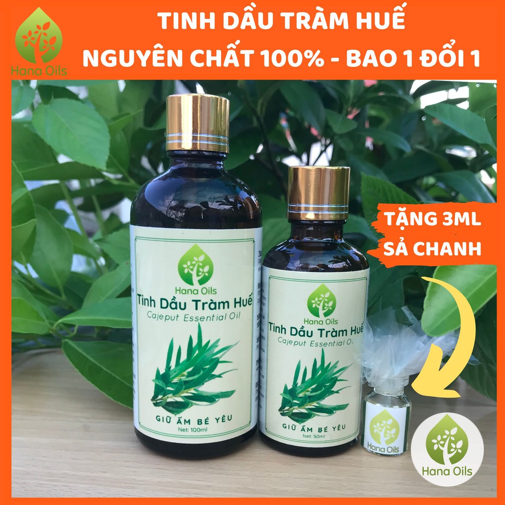 Tinh Dầu Tràm Huế nguyên chất 100% - đuổi muỗi và giữ ấm - 50ml / 100ml, tặng kèm 3ml tinh dầu Sả Chanh