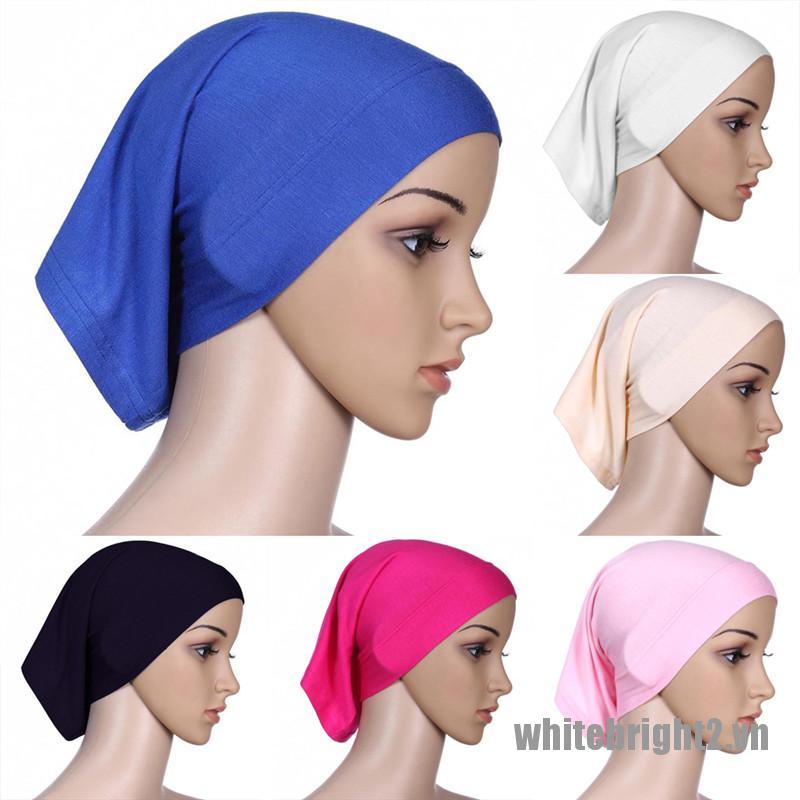 < White2 > Khăn Trùm Đầu Hijab Vải Cotton Mềm Cho Phụ Nữ Hồi Giáo