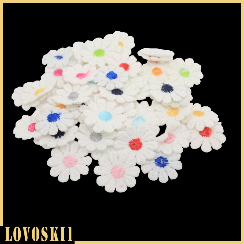 [LOVOSKI1]50Pcs SMALL DAISY FLOWER Embroidered Sew On Patches for Bags Clothes Decor