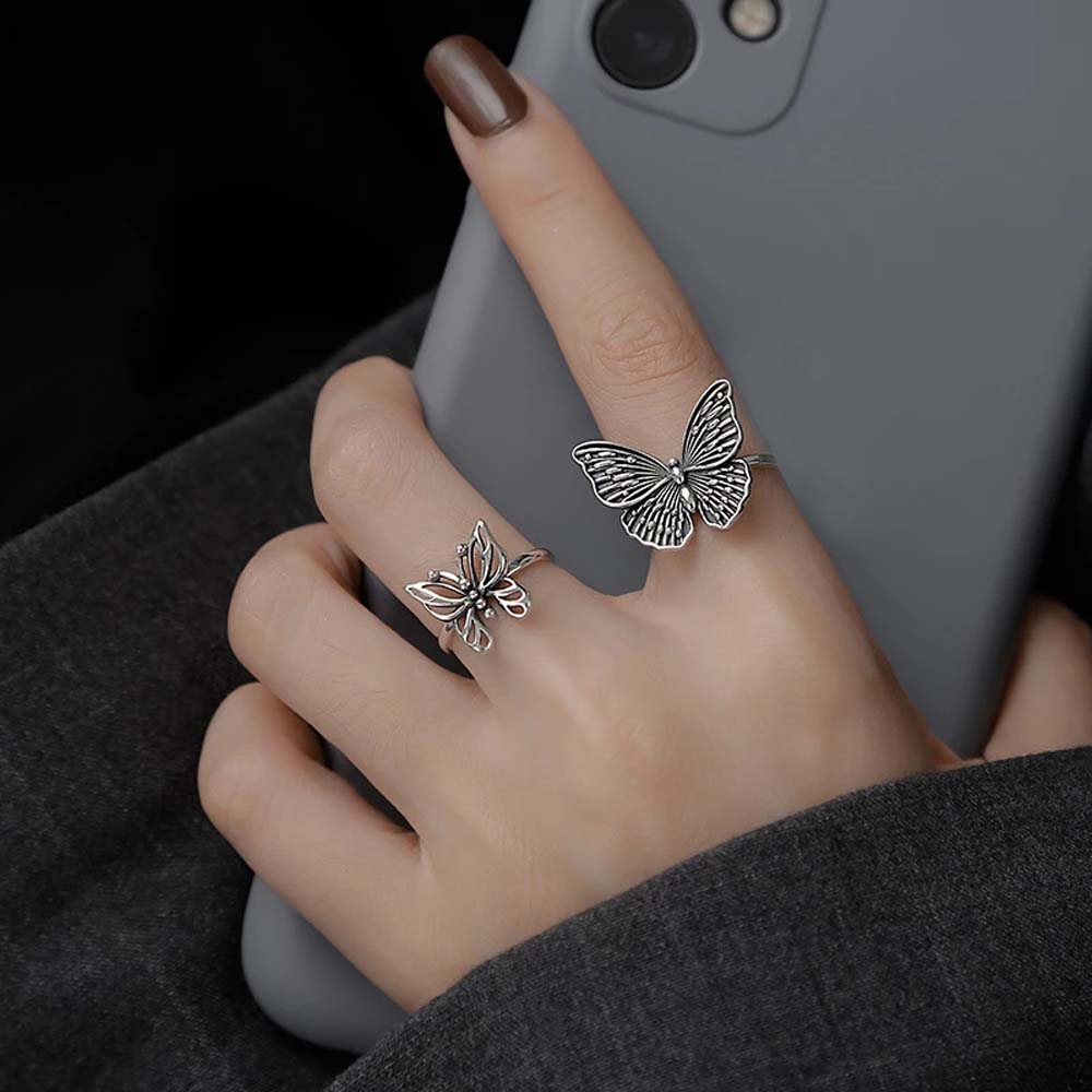 Nhẫn hở hình bướm rỗng bằng đồng cá tính thời trang cho nữ