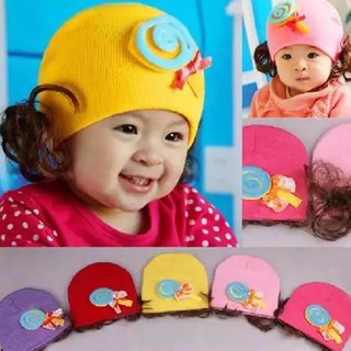Nón len tóc giả cho bé m40