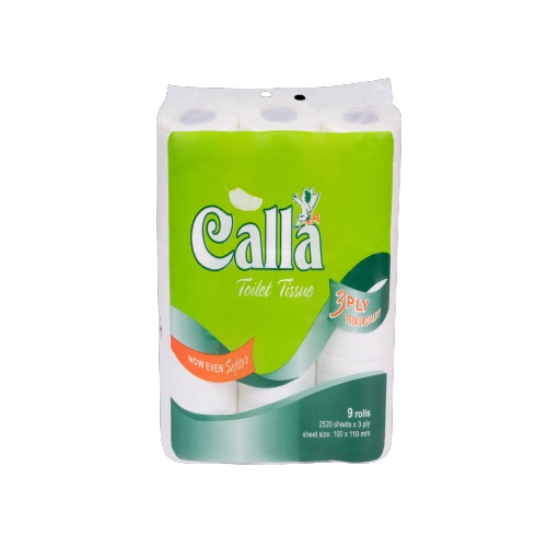 Giấy vệ sinh Calla 3 lớp x 9 cuộn xanh tan trong nước, mềm dai, mịn dịu nhẹ cho da