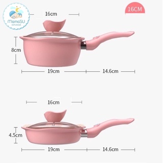 Bộ nồi chảo đá hình hoa cho bé ăn dặm cao cấp chống dính kèm lồng hấp nấu chế biến đồ gia đình dùng được cho bếp từ