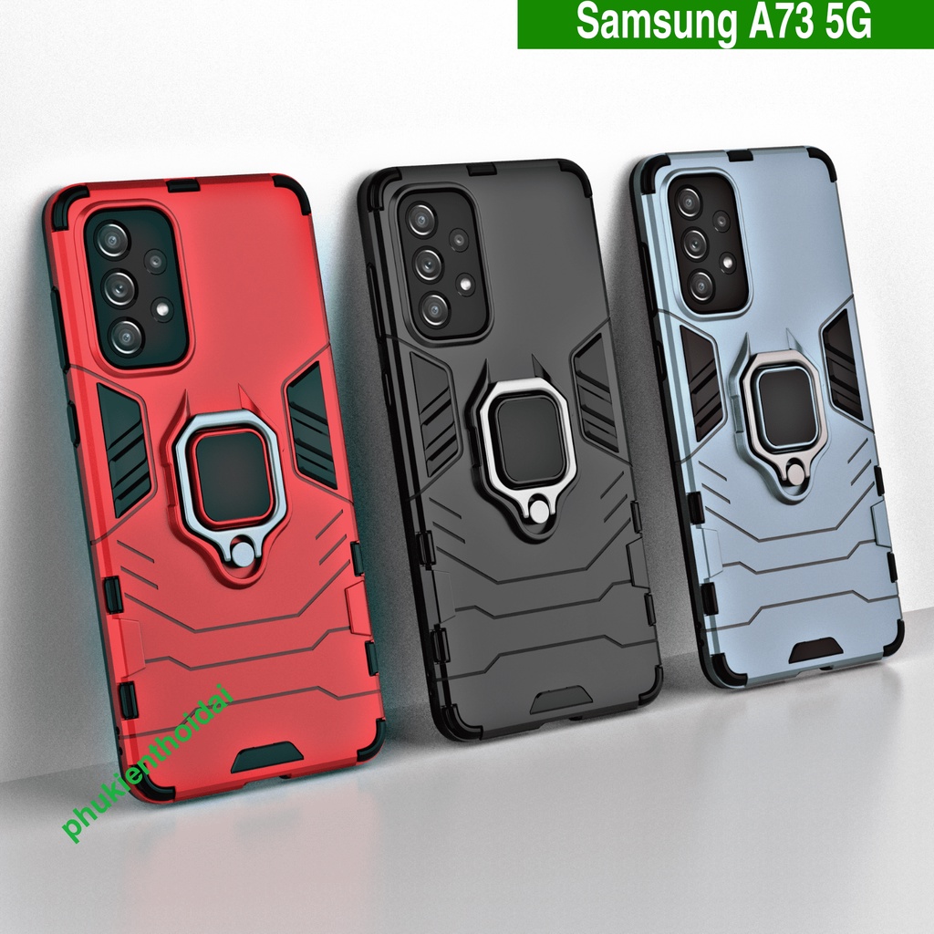 Ốp lưng Samsung A73 Iron Man Iring chống sốc giá đỡ mặt lưng kiêm nhẫn hút ô tô