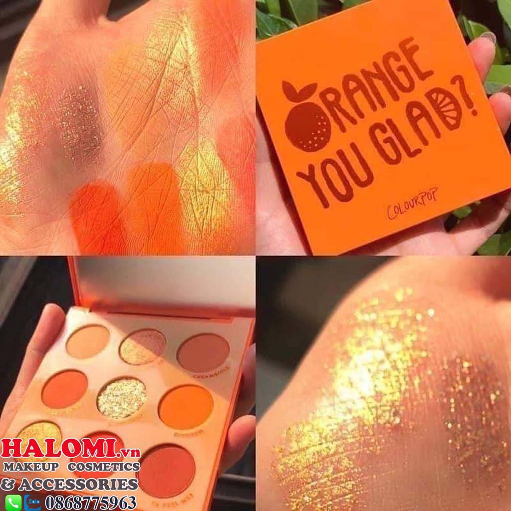 Bảng Phấn Mắt Colourpop Orange 9 Ô You Glad Pressed Powder Palette  tone cam vàng cực xinh chính hãng HALOMI