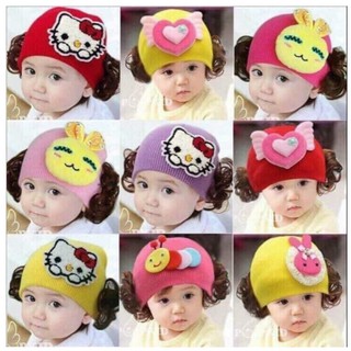 Mũ len tóc giả cho bé gái cực đẹp
