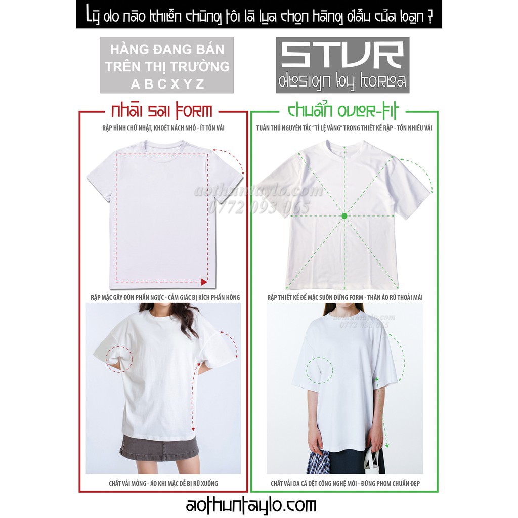 Chuyên Sỉ Áo Thun Tay Lỡ Nam Nữ Màu Trơn x Vải Cotton Da Cá Dày Cao Cấp (Korea) | Unisex Oversized-fit Tshirt STVR VN ་