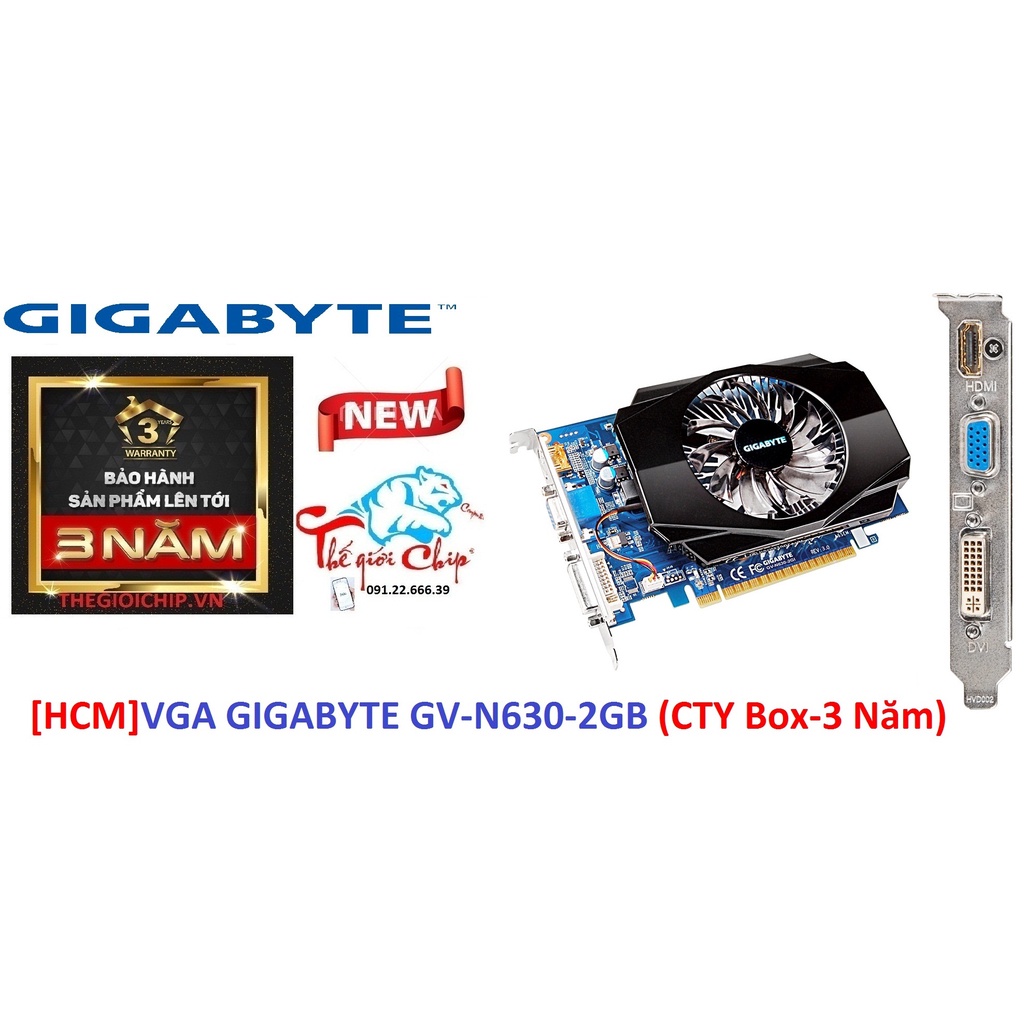 [HCM]VGA (Cạc màn hình) GIGABYTE GV N630/R3/2GB (CTY Box-3 Năm)