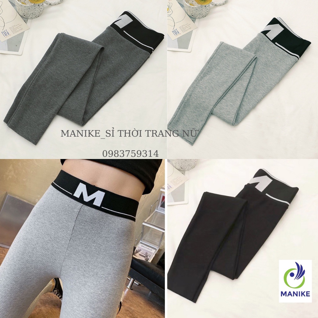 Quần Legging Len Tăm Lưng Cao Cạp Chữ M, Quần Legging Tăm Dài Nữ Thời Trang Nữ