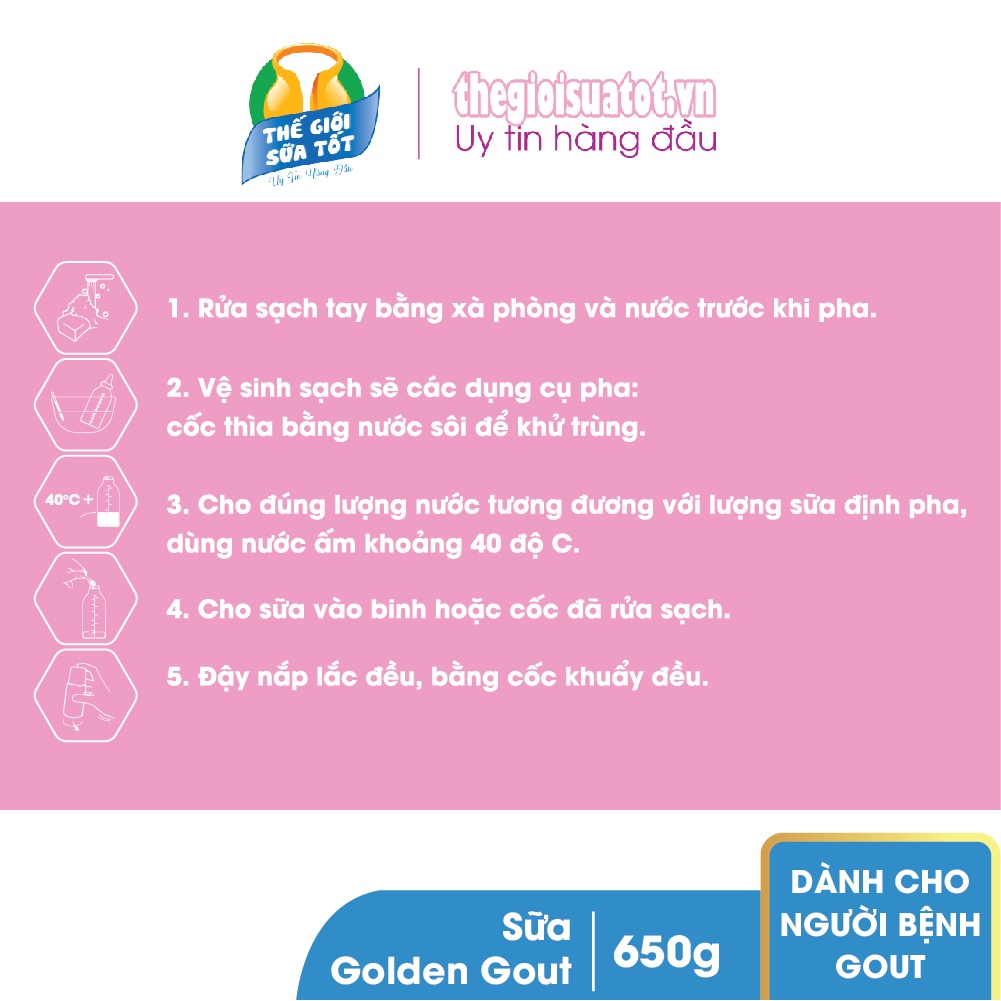 [Mua 3 Tặng 1] Combo 3 Hộp Sữa Golden Gout - 650G / Hộp - Bổ Sung Dưỡng Chất Cho Người Bị Gout - DATE MỚI