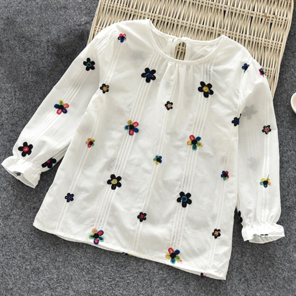 Bộ Đồ Ngủ Tay Dài Thêu Hoa Dễ Thương