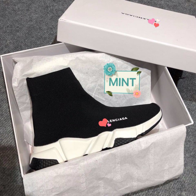 (Video cận cảnh) Giày thể thao sneaker cổ cao đen đế đen