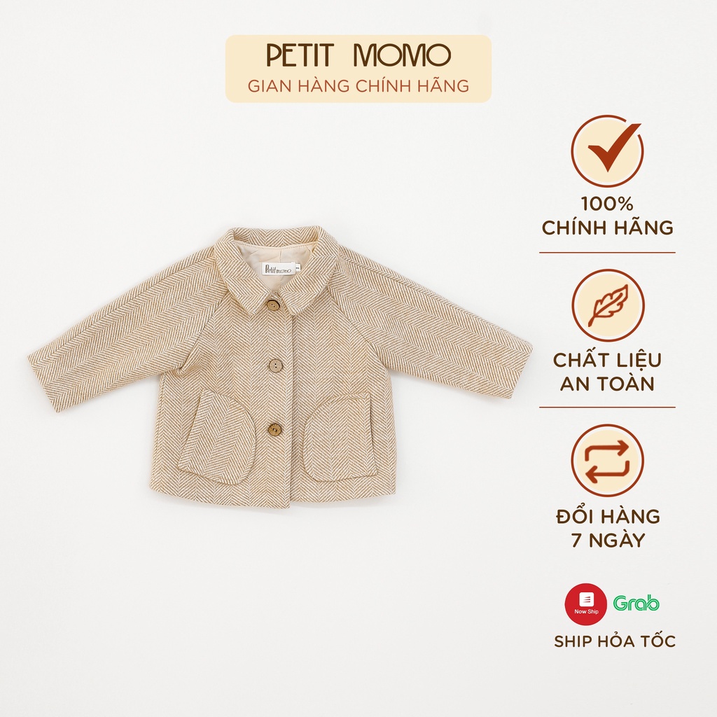 Áo Khoác Dạ Bé Trai Bé Gái 16 Tuổi PETIT MOMO Thiết Kế Túi Ốp Phong Cách H083