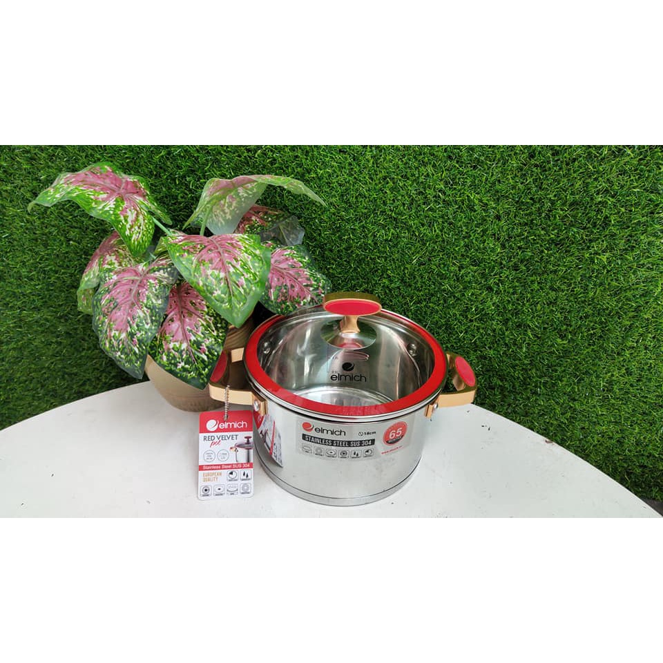 Nồi Elmich inox 304 Red velvet 18cm, 20cm, 22cm, 24cm mã 5267