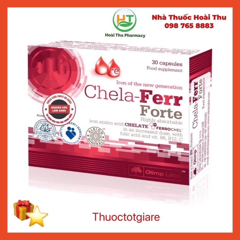 [ Kèm quà tặng ] Chela -Ferr forte - Sắt cho bà bầu ( Chính hãng Ba Lan )