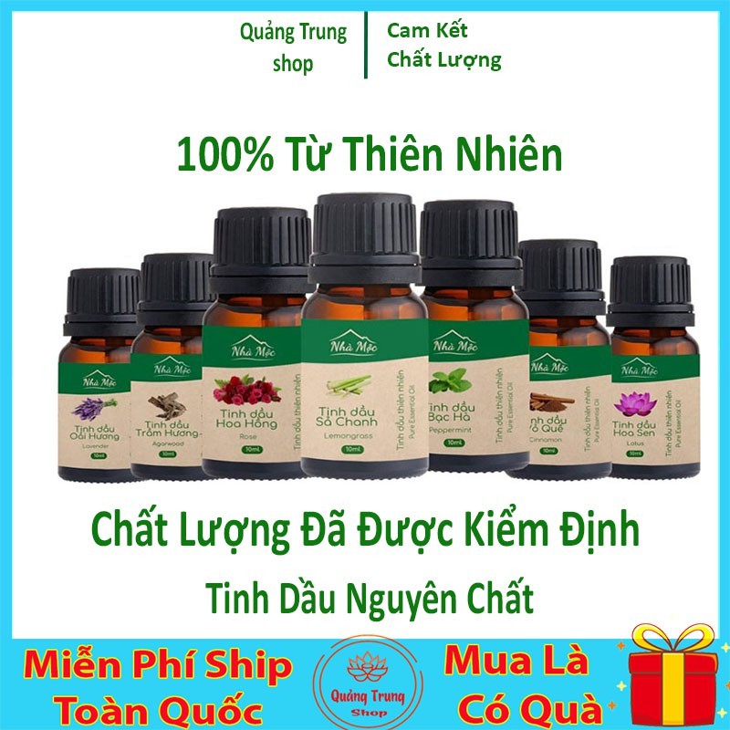 Tinh dầu thiên nhiên Nhà Mộc nguyên chất lọ 10ml, nhiều mùi thơm phòng, đuổi muỗi giúp bạn thư giãn mỗi ngày