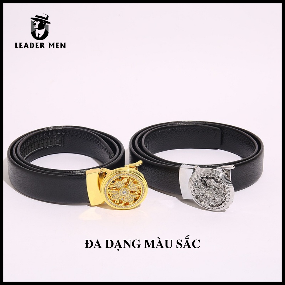 Thắt Lưng Nam Chất Liệu Da Pu Cao Cấp TLK1 Khóa Tự Động - Dây Nịt Da Nam Thời Trang Khóa Mặt Hoa Xoay - LeaderMen