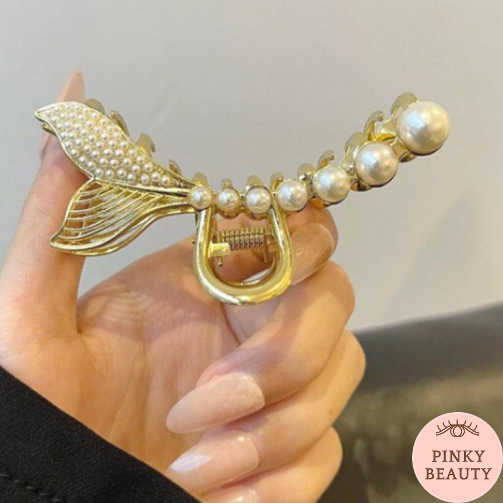 Kẹp Tóc Đuôi Cá Đính Ngọc Trai Nhân Tạo Cài Tóc Sang Chảnh Phong Cách Tiểu Thư Hàn Quốc - Pinky Beauty
