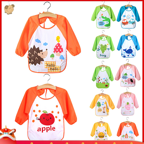 Tạp dề tay dài họa tiết hoạt hình chống nước tiện dụng cho bé