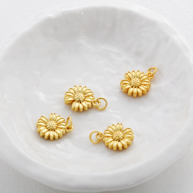 Mặt Dây Chuyền Bằng Đồng Mạ Vàng 18k Dày 12mm Hình Hoa Hướng Dương Nhiều Màu Sắc