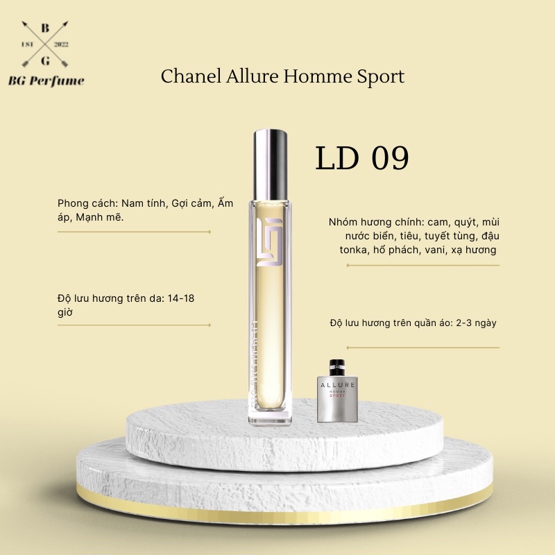 Nước hoa nam LD Perfume Oil tinh dầu nước hoa Pháp Chanel Allure Homme Sport 12ml dành cho nam LD 09 BG Perfume Shop