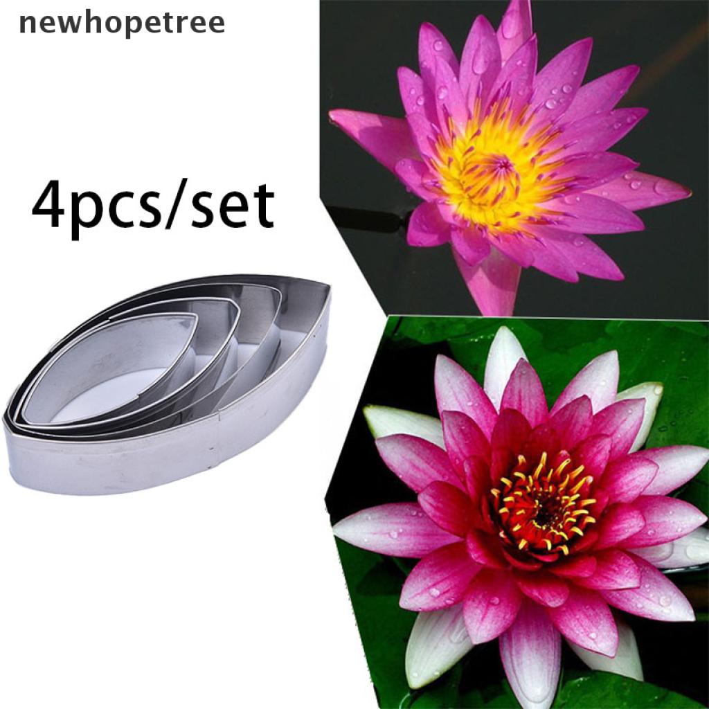 Bộ 4 khuôn cắt bánh hình hoa sen bằng thép không gỉ tiện dụng cao cấp