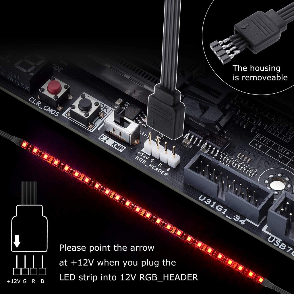 Dây led 12v RGB đồng bộ Aura Sync, RGB Fusion, MSI Mystic Light, ASrock RGB