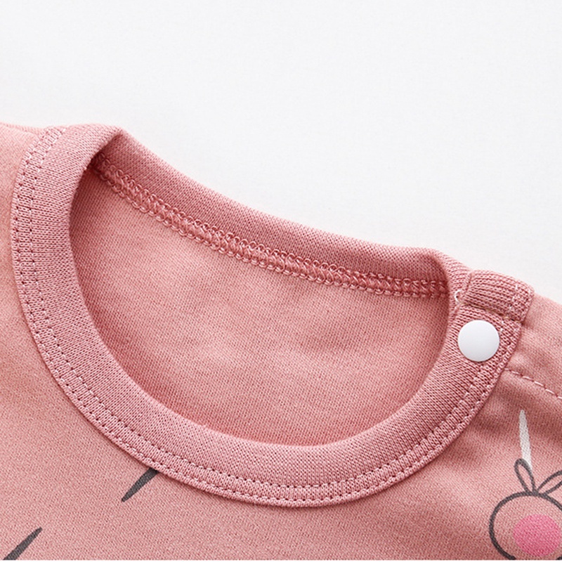 Áo Liền Quần Tay Dài Vải Cotton Mềm In Hình Hoạt Họa Thời Trang Xuân Thu Cho Bé Gái Sơ Sinh