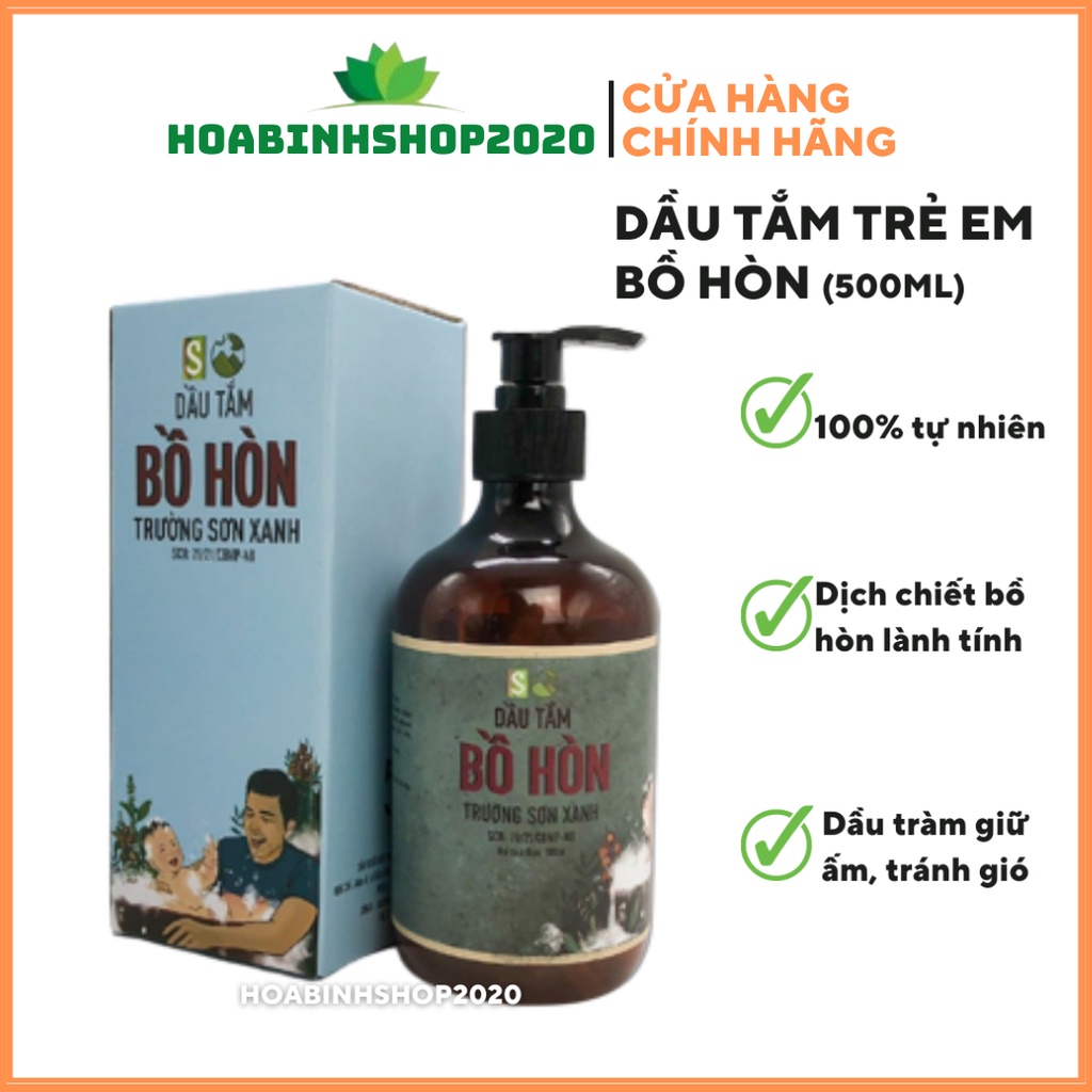[CHÍNH HÃNG- 500ML] Dầu Tắm Trẻ Em Bồ Hòn Trường Sơn Xanh Sinh Dược- sữa tắm cho trẻ em an lành từ thảo dược