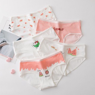 Set 5 cái - Quần lót nữ dưa hấu cotton cao cấp kháng khuẩn, giặt không xù vải