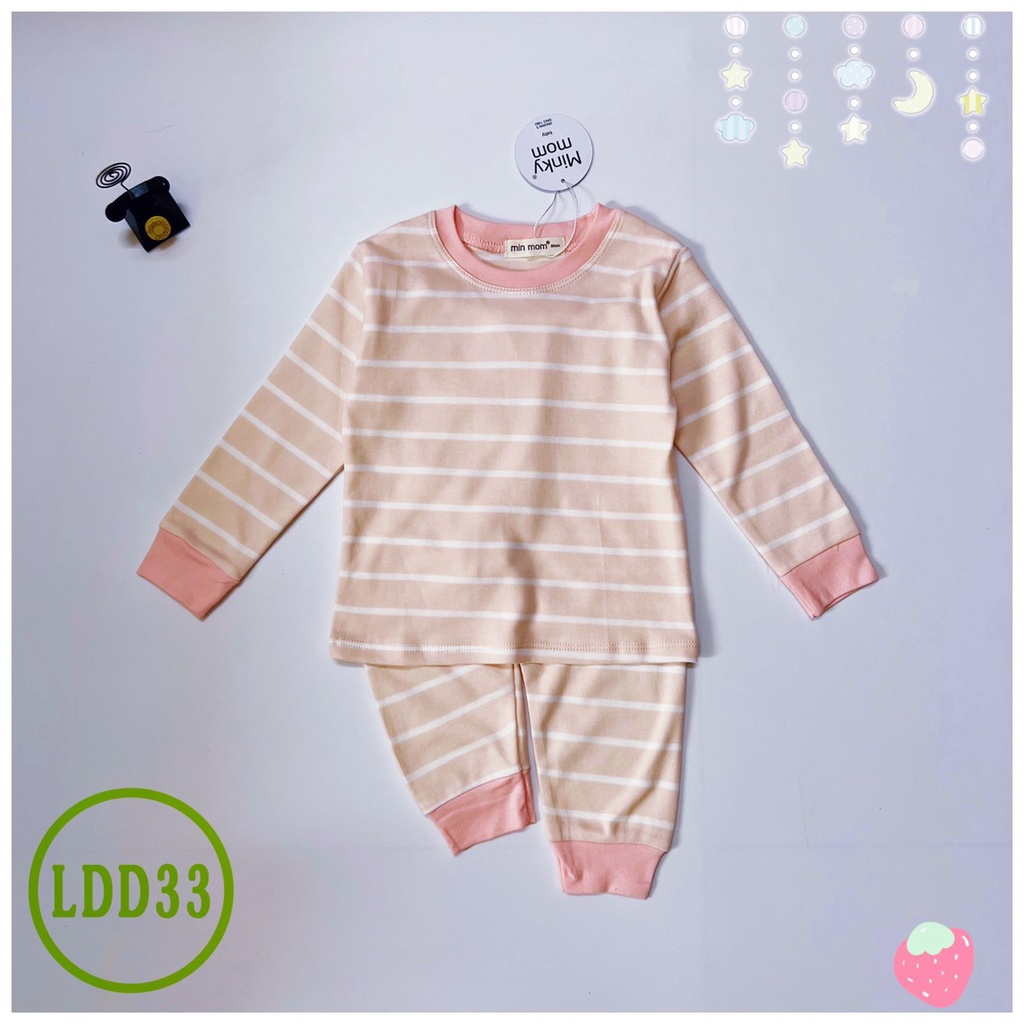 [LDD33] Bộ Dài Tay Thun Lạnh MINKY MOM Sọc Dệt Kẻ Ngang Chất Vải Mềm Mịn, Thấm Hút Mồ Hôi, Thoáng Mát, Dễ Chịu Cho Bé