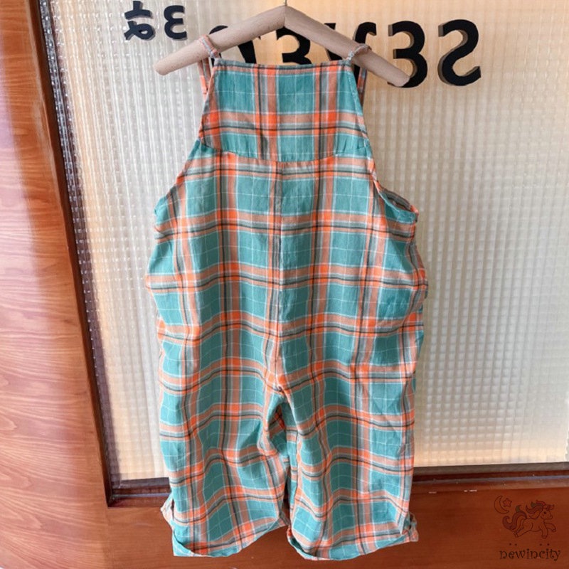 Áo liền quần không tay kẻ sọc caro phong cách Hàn Quốc thời trang cho bé gái