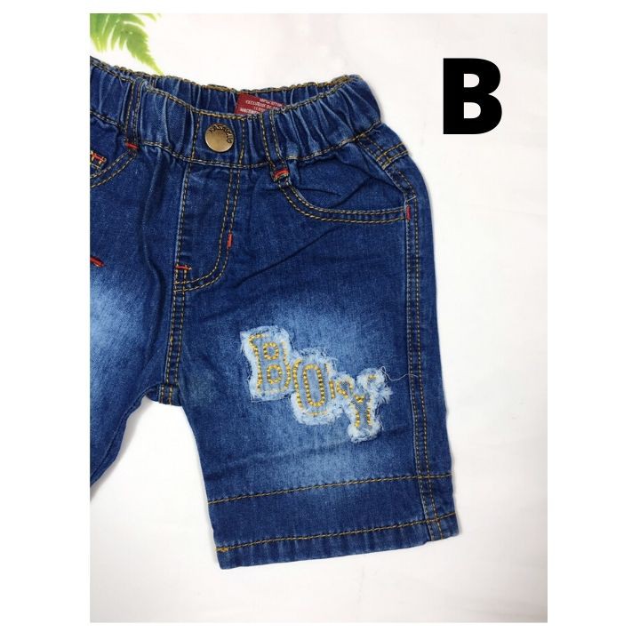 Quần short jean chữ boy 10-18kg  bé trai - Quần short bé trai- Thun cotton jeans thoáng mát- Tomchuakids