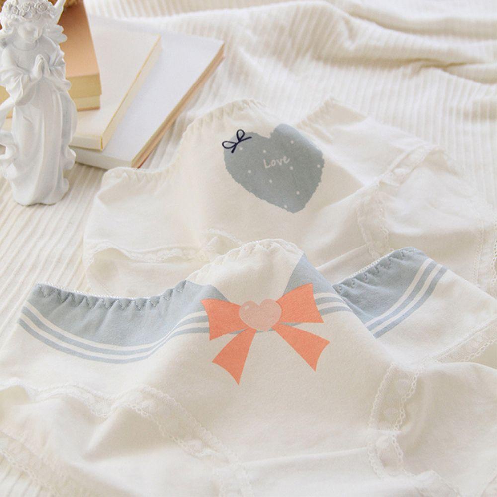 OCEANMAP Quần Lót Cotton Phối Ren Hình Trái Tim Thoáng Khí Thoải Mái Cho Nữ