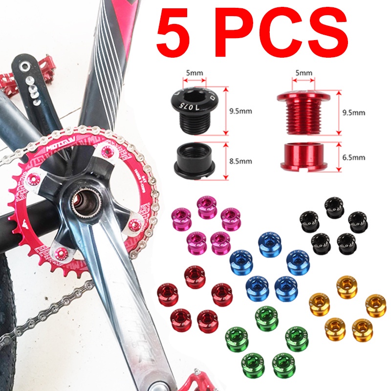 Bộ 5 Ốc Vít Gắn Đĩa Xích Xe Đạp Leo Núi Gấp Gọn Bằng Thép Nhiều Màu Sắc